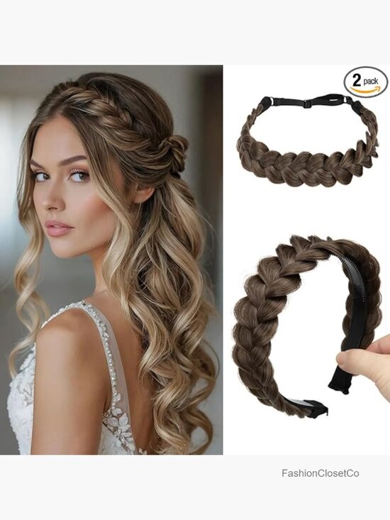 Synthetic Handmade Braided Headbands Hair Hoops Elastic Stretch Headwraps main image 4